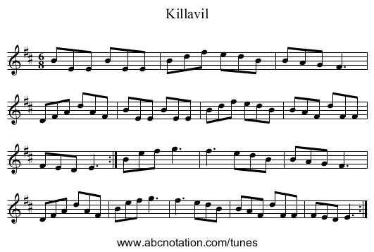 Killavil - staff notation