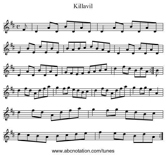 Killavil - staff notation