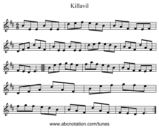 Killavil - staff notation