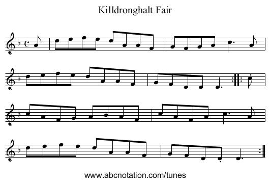 Killdronghalt Fair - staff notation