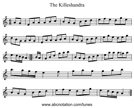 Killeshandra, The - staff notation