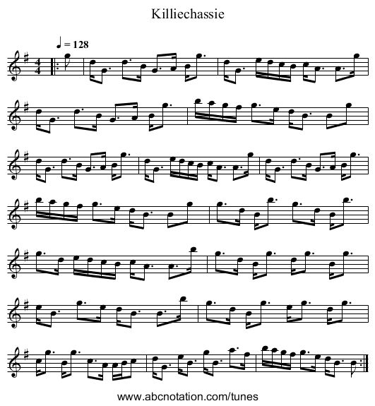 Killiechassie - staff notation