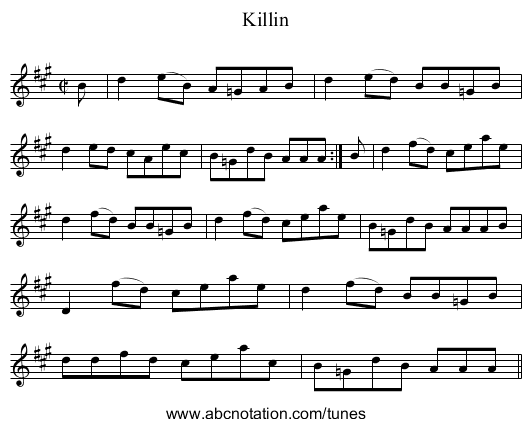 Killin - staff notation