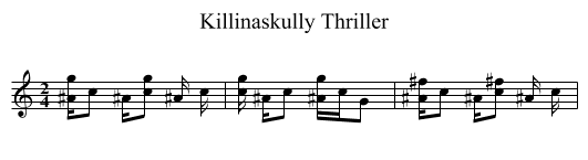 Killinaskully Thriller - staff notation
