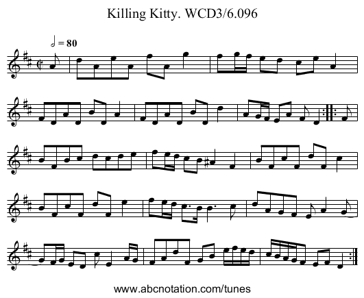 Killing Kitty. WCD3/6.096 - staff notation