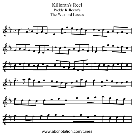 Killoran's Reel - staff notation