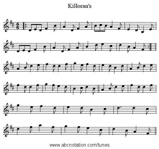 Killoran's - staff notation