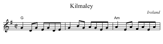 Kilmaley - staff notation