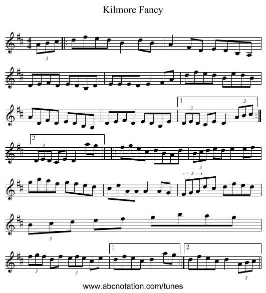 Kilmore Fancy - staff notation
