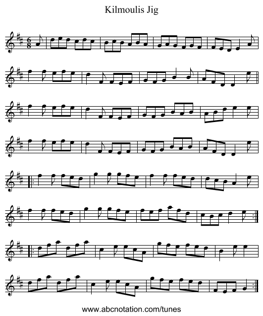 Kilmoulis Jig - staff notation