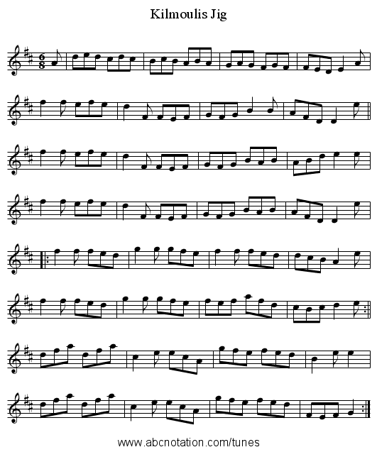 Kilmoulis Jig - staff notation