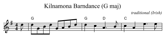 Kilnamona Barndance (G maj) - staff notation
