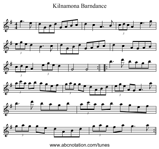 Kilnamona Barndance - staff notation