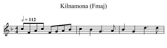 Kilnamona (Fmaj) - staff notation