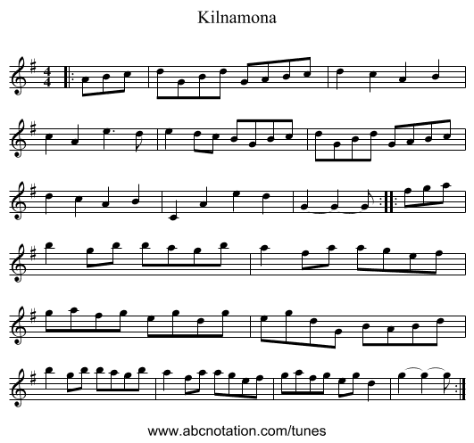 Kilnamona - staff notation