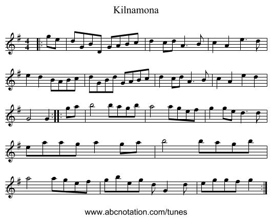 Kilnamona - staff notation