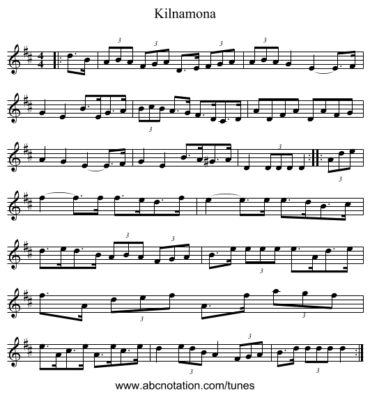 Kilnamona - staff notation