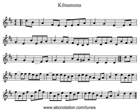 Kilnamona - staff notation
