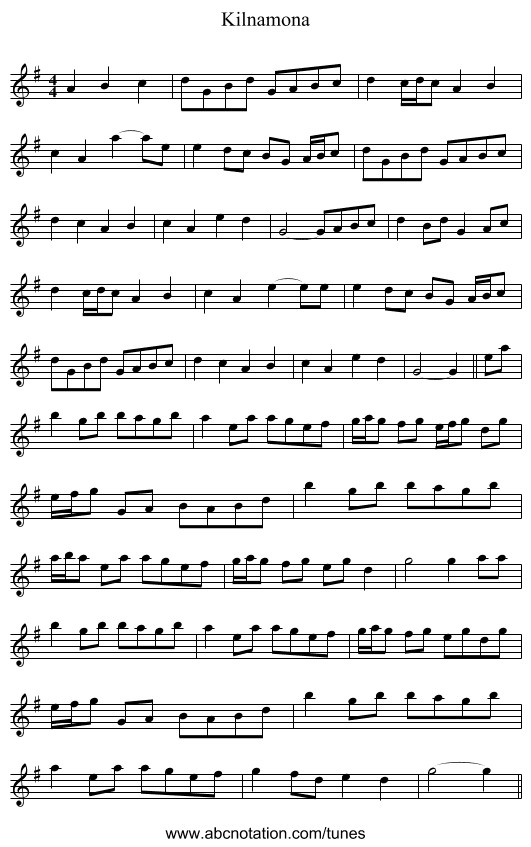 Kilnamona - staff notation
