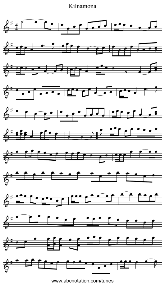 Kilnamona - staff notation