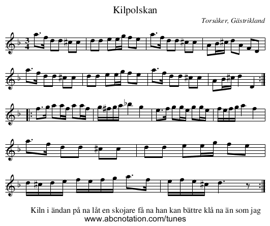 Kilpolskan - staff notation