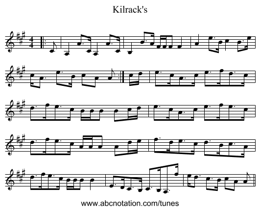 Kilrack's - staff notation