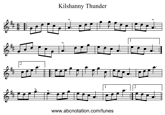 Kilshanny Thunder - staff notation