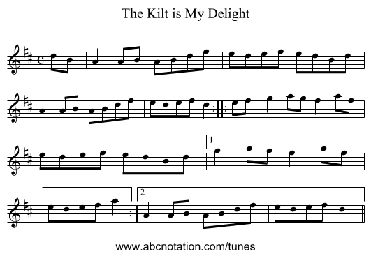 Kilt is My Delight, The - staff notation