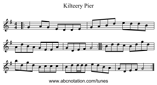 Kilteery Pier - staff notation