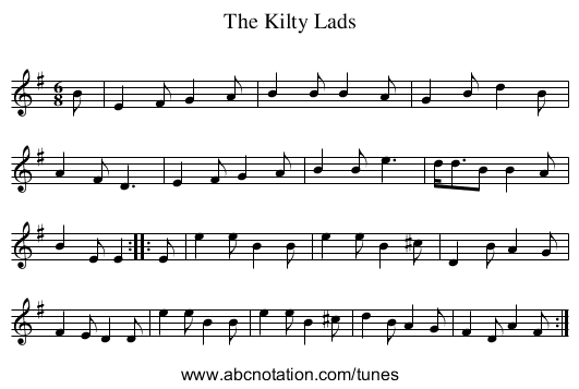 Kilty Lads, The - staff notation