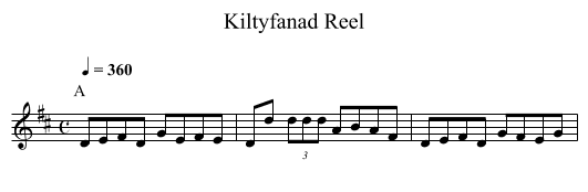 Kiltyfanad Reel - staff notation