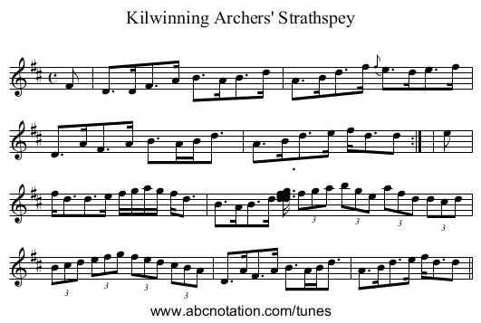 Kilwinning Archers' Strathspey - staff notation