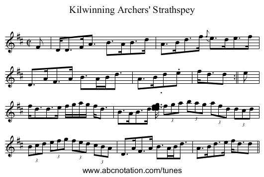 Kilwinning Archers' Strathspey - staff notation