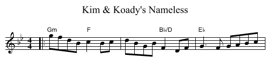 Kim & Koady's Nameless - staff notation