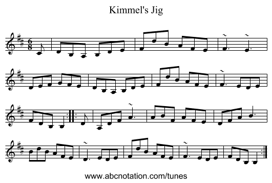 Kimmel's Jig - staff notation