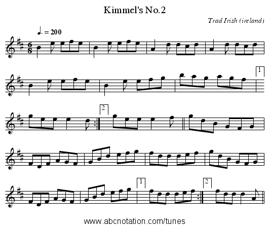 Kimmel's No.2 - staff notation