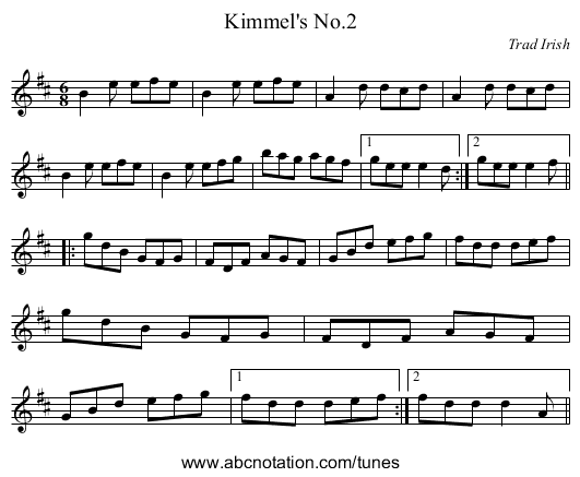 Kimmel's No.2 - staff notation