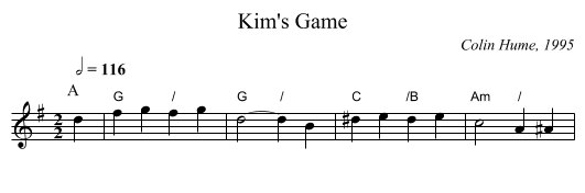 Kim's Game - staff notation