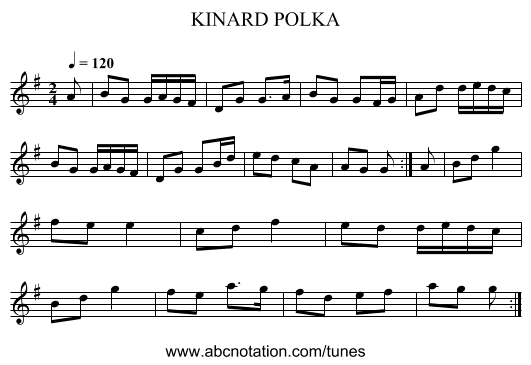 KINARD POLKA - staff notation
