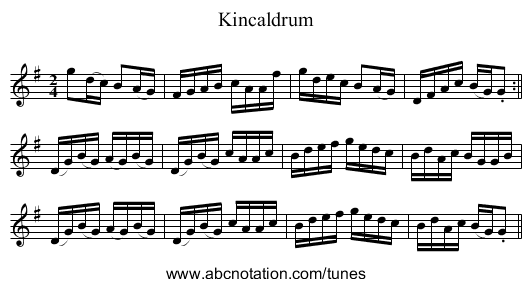Kincaldrum - staff notation
