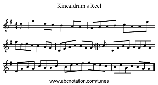 Kincaldrum's Reel - staff notation
