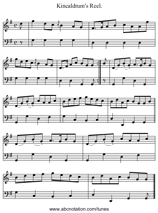 Kincaldrum's Reel. - staff notation