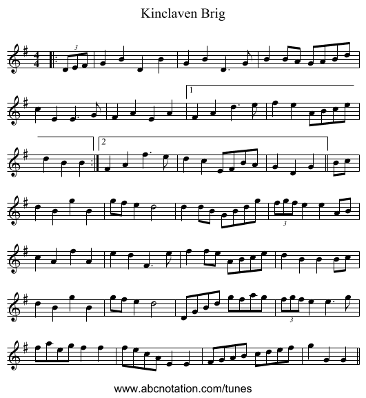 Kinclaven Brig - staff notation