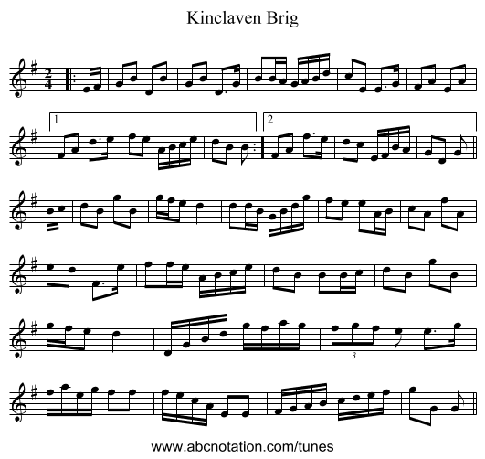 Kinclaven Brig - staff notation