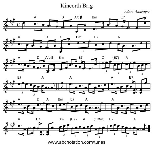Kincorth Brig - staff notation