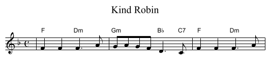 Kind Robin - staff notation
