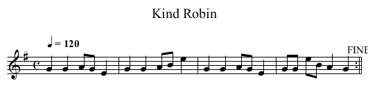 Kind Robin - staff notation