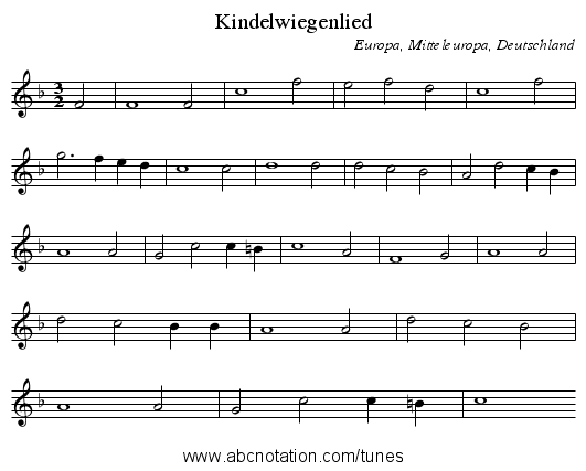 Kindelwiegenlied - staff notation