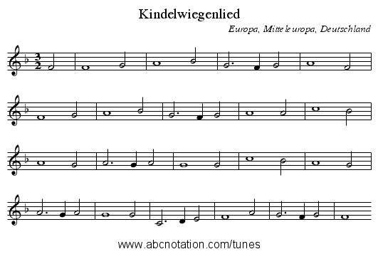 Kindelwiegenlied - staff notation