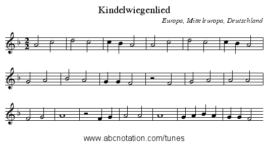 Kindelwiegenlied - staff notation